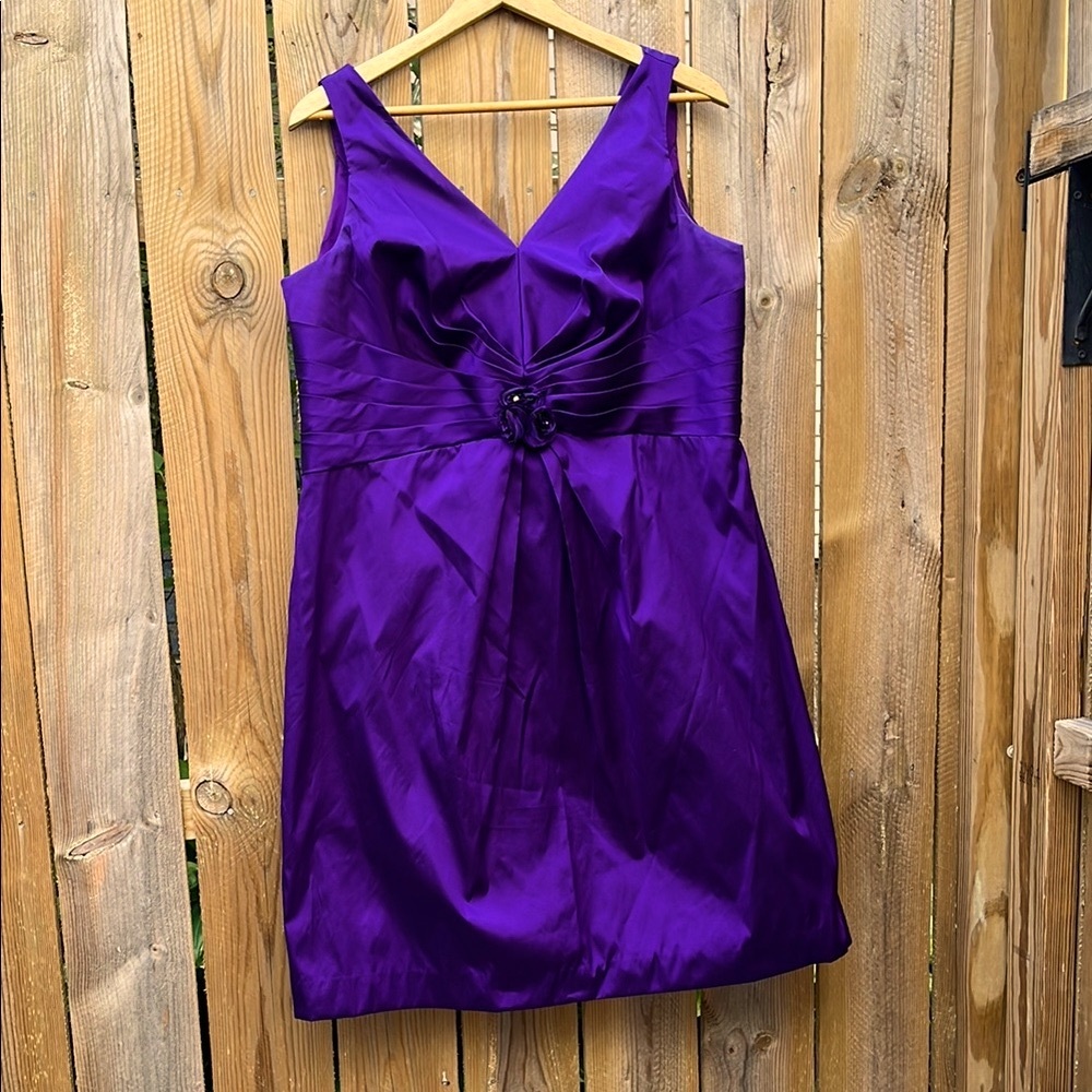 Angelina Faccenda Purple Sleeveless Formal Dress Ruching & Flowers